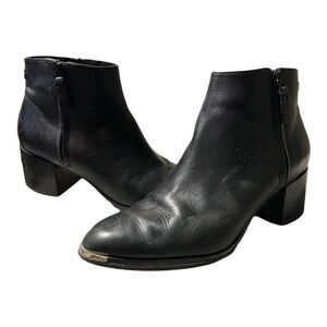 Cole Haan Gold Tipped Black Leather Ankle Boots Women’s Size 7.5